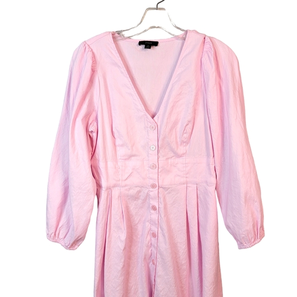 J. Crew Linen Blend Easter Spring Summer Penk Full Length Button Up Dress 4 - Picture 2 of 16